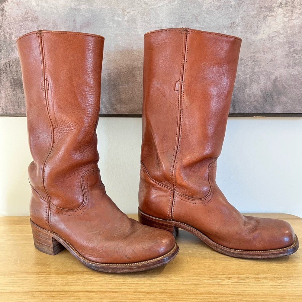 Frye 1960s-70s Vintage Original Campus Boots Square Toe Tall Western size 10